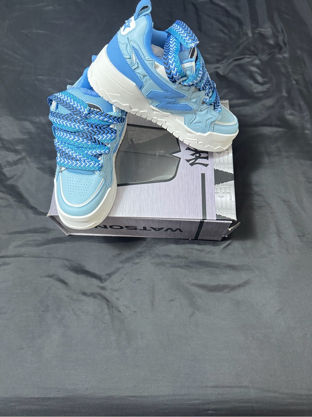Men's Light Blue Chunky Lace-Up Sneakers